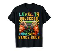 Level 18 Unlocked Since 2008 Son Gamer 18th Birthday Boys Camiseta