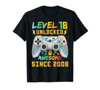Level 18 Unlocked Since 2008 Son Gamer 18th Birthday Boys Camiseta