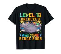 Level 18 Unlocked Since 2008 Son Gamer 18th Birthday Boys Camiseta