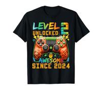 Level 2 Unlocked Since 2024 Son Gamer 2nd Birthday Boys Camiseta