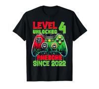Level 4 Unlocked Since 2022 Son Gamer 4th Birthday Boys Camiseta