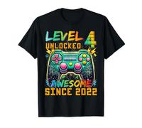 Level 4 Unlocked Since 2022 Son Gamer 4th Birthday Boys Camiseta