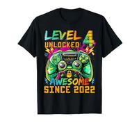 Level 4 Unlocked Since 2022 Son Gamer 4th Birthday Boys Camiseta