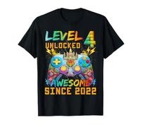 Level 4 Unlocked Since 2022 Son Gamer 4th Birthday Boys Camiseta