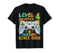 Level 4 Unlocked Since 2022 Son Gamer 4th Birthday Boys Camiseta