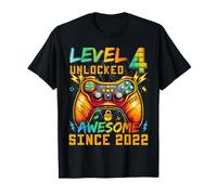 Level 4 Unlocked Since 2022 Son Gamer 4th Birthday Boys Camiseta