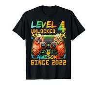 Level 4 Unlocked Since 2022 Son Gamer 4th Birthday Boys Camiseta