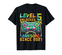 Level 5 Unlocked Since 2021 Son Gamer 5th Birthday Boys Camiseta