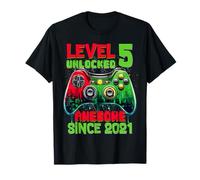 Level 5 Unlocked Since 2021 Son Gamer 5th Birthday Boys Camiseta