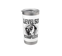 Level 50 - Juego de mesa para cumpleaños (50 años) Vaso térmico de acero inoxidable de doble pared