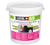 Level+ 69 revestimiento grueso PMBC 2K relleno de poliestireno, impermeabilización de betún 30L, puenteo de grietas, resistente a la lluvia rápida, cimientos, sótanos, garajes, paredes exteriores