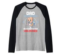 Level Dad Unlocked Pregnancy Announcement Gamer Father To Be Camiseta Manga Raglan