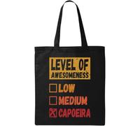Level of Awesomeness Capoeira - Bolsa de algodón ecológico natural, color negro, Black, Talla única