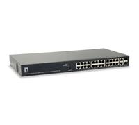 Level One Switch Web Smart Gigabit PoE de 26 puertos 802.3at PoE Plus 24 salidas 370W 2x SFP