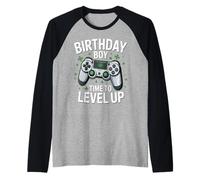 Level Up Birthday Boy Video Cumpleaños Gamer Party Camiseta Manga Raglan