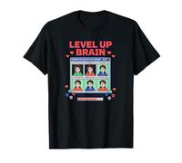 Level Up Brain Nerd Humor Poder Videojuego Fan Gamer Cita Camiseta