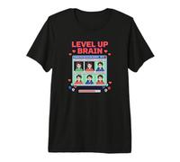 Level Up Brain Nerd Humor Poder Videojuego Fan Gamer Cita Camiseta Premium