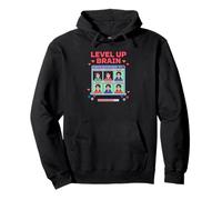 Level Up Brain Nerd Humor Poder Videojuego Fan Gamer Cita Sudadera con Capucha
