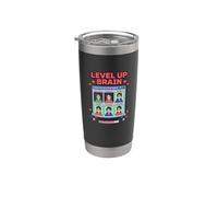 Level Up Brain Nerd Humor Poder Videojuego Fan Gamer Cita Vaso térmico de acero inoxidable de doble pared