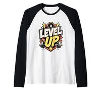 Level UP | Gimnasio/Sala Fitness Motivación Deportiva Camiseta Manga Raglan