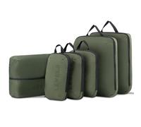 LEVEL8 Packing Cubes Set de 6 Piezas Extensible, Maletín Organizador de Ropa con Cremallera, Cubo de Embalaje con Compresión, Verde