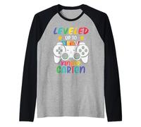 Leveled Up To Kindergarten Funny Back To School for Kids Camiseta Manga Raglan