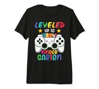 Leveled Up To Kindergarten Funny Back To School for Kids Camiseta Premium