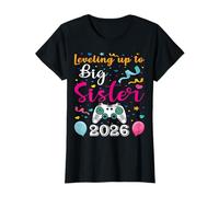 Leveling Up To Big Sister 2026 Regalos de anuncio de embarazo Camiseta