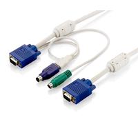 LevelOne Cable KVM PS/2 y USB de 5m - Switch KVM (5 m, Blanco, VGA + PS/2, VGA,