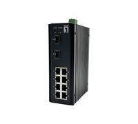 LevelOne IGU-1071 - Conmutador Industrial Gigabit de 10 Puertos L2 Plus, 8 x 1 GbE RJ45, 2 x 1/2,5 GbE SFP, riel DIN, -40 °C a 75 °C