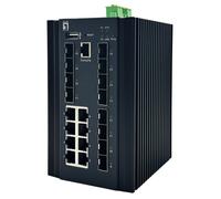 LevelOne IGU-2072 Switch Gestionado L2+, 8 Puertos Gigabit Ethernet + 8 Puertos 2.5GbE SFP, 4 SFP+, Montaje DIN, Sin Ventilador, 52 Gbps
