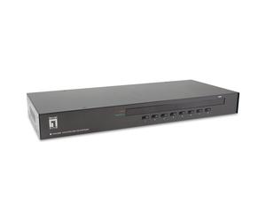LevelOne KVM-3208 Switch KVM de 8 Puertos con Consola USB/PS/2 y VGA, Resolución 2048x1536, Montaje en Rack 1U, Color Negro, Compatible con Windows, Linux, MAC