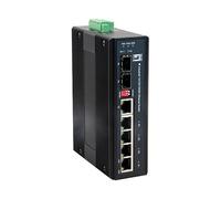 LevelOne Switch IES-0600 - Switch de Red 4 Puertos Gigabit RJ-45 + 1 Puerto SFP, 12 Gbit/s, Montaje en Pared/DIN, Full Duplex, IP30, para Red Industrial y Empresarial