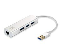 LevelOne USB-0503 Ethernet 1000 Mbit/s - Accesorio de red (Alámbrico, USB, Ethernet, 1000 Mbit/s, Plata, Blanco)
