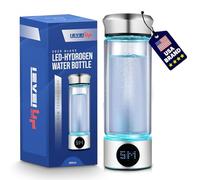 LevelUpWay 2025 - Generador de botella de agua de hidrógeno de vidrio mejorado - Tecnología SPE/PEM - Pantalla LED - Hasta 3000 PPB - 300 ml - Hidratación premium para bienestar