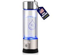 LevelUpWay - Generador de botellas de agua de hidrógeno - Nueva tecnología ionizador de agua de vidrio - Membrana iónica SPE - vidrio de borosilicato alto de 13 onzas, HS 200 - vidrio Plata