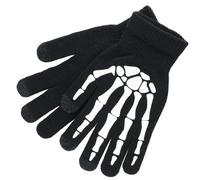 Levemolo 1 Par Guantes de Invierno Halloween, Dedos Completos, Calavera | Efecto Brillante Nocturno, para Ciclismo y Escalada, Fibra Acrílica, Patrón Esqueleto Impreso, Adultos