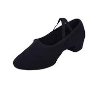 Levemolo 1 par Zapatillas de Ballet de Mujer Lona con Tacón Bajo Zapatillas de Danza Profesionales para Ballet Yoga Escenario - Negro 38