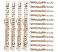 Levemolo 16 Rollos de Mezuzá Hebreo Kosher para Puerta con Bendición Bíblica en Papel y Cuerda de Cáñamo, Decoración Religiosa para Rituales de Fe y Bodas