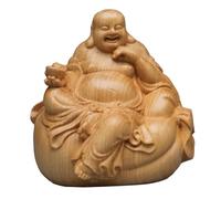 Levemolo 1pieza Adorno De Maitreya Madera para Decoración De Mesa Estatua De Buda Antiguo Adorno para Hogar y Oficina Estilo Tradicional Decoración Estable y Duradera