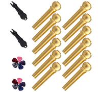 Levemolo 2 Juegos de Pasadores de Puente de Latón para Guitarra Acústica Kit de Reparación con 6 Clavijas 5 Púas y 2 Extractores Accesorios para Mantenimiento y Repuestos de Guitarra