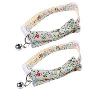 Levemolo 2piezas Collar De Gato Ajustable Lazo y Campanita De Diseño Tierno para Mascotas para Gatos y Perros Pequeños Flores