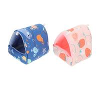Levemolo 2piezas Nido Acogedor para Pequeñas Mascotas De Casa De Invierno para Hámster Cobayas y Erizos Cama De Suave y Aislante para Proteger del Frío Fresa y Mundo Marino