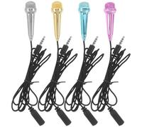 Levemolo 4 Micrófonos Mini Cable para Smartphone Micrófono de Condensador Profesional Pequeño para Karaoke Grabación Vocal y Streaming en Portátil y Compatible para Celular