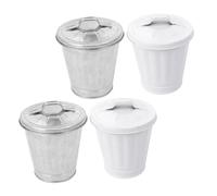 Levemolo 4 piezas Conjunto de Cubos de Basura con Tapa Diseño Simple y para Dormitorio y Salón Material Resistente y Compacto para Organización y Almacenamiento Doméstico