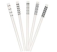 Levemolo 5 Pares Palillos Reutilizables de Cerámica para Comer en Familia, Vajilla Antideslizante y Diseño Creativo, Utensilios de Cocina Suaves para Manos y Ejercicio de Dedos