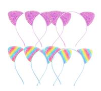 Levemolo 6 Diademas Orejas de Gato y Purpurina para Niña, Accesorios para Fiesta, Material de Tela y Plástico, Diseño Resistente sin Deformación ni Desvanecimiento