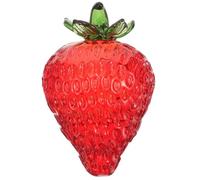 Levemolo Adorno de Fresa de Cristal Resistente para Decoración de Oficina Escritorio y Dormitorio Figura Frutal Artificial Detallada para Regalo y Decoración del Hogar