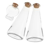 Levemolo Botellas Decorativas de Vidrio Transparentes para Ceremonia de Arena Tapón de Corcho Set de 3 Piezas 2 Botellas Cónicas 1 Corazón Pequeño Regalos para Bodas y Decoración de