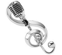 Levemolo Broche de notas musicales para mujer, broche de hip-pop, joya para colegas, broche de micrófono, bufanda, alfiler de mochila, vestido de mujer, clip en el pecho
